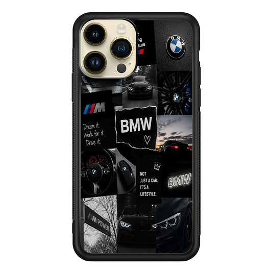BMW M4 Cinematic Collage iPhone 14 Pro Case | Slim Rubber Case for iPhone 14 Pro