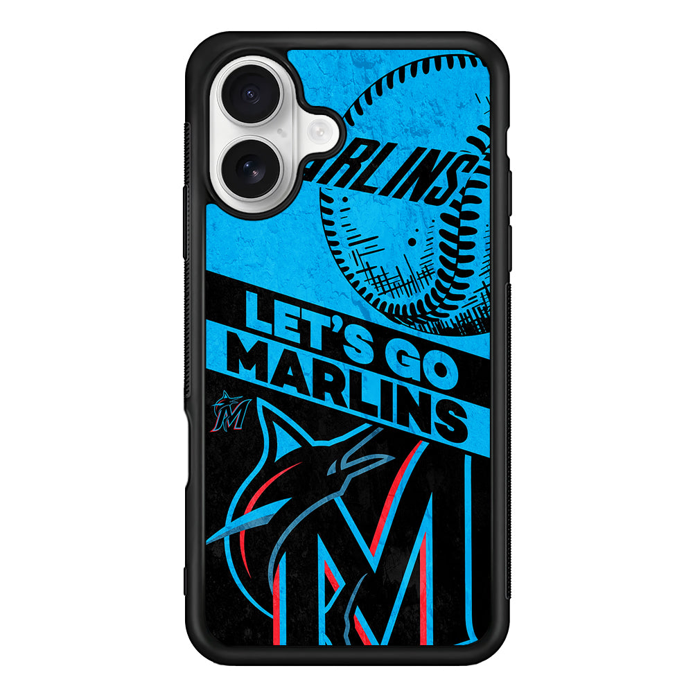 Miami Marlins Let's Go iPhone 16 Plus Case | Durable Protective Rubber Cover