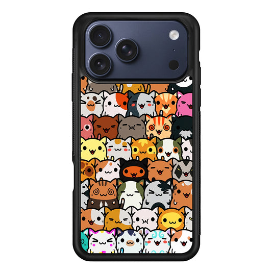 Kawaii Cute Cats Lovers Pattern iPhone 17 Pro Max Case | Slim Protective Cover for iPhone 17 Pro Max