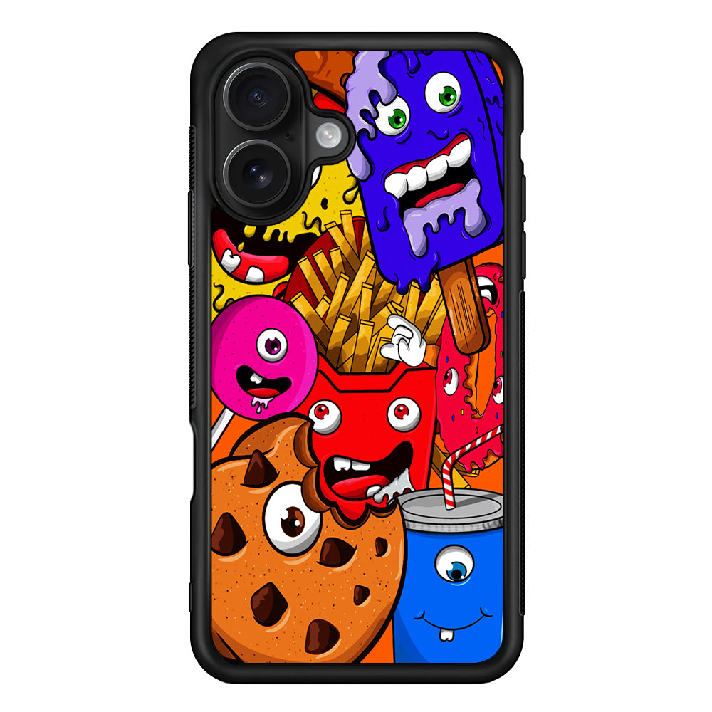 Unhealthy Food Monsters iPhone 16 Case - Oxvistore
