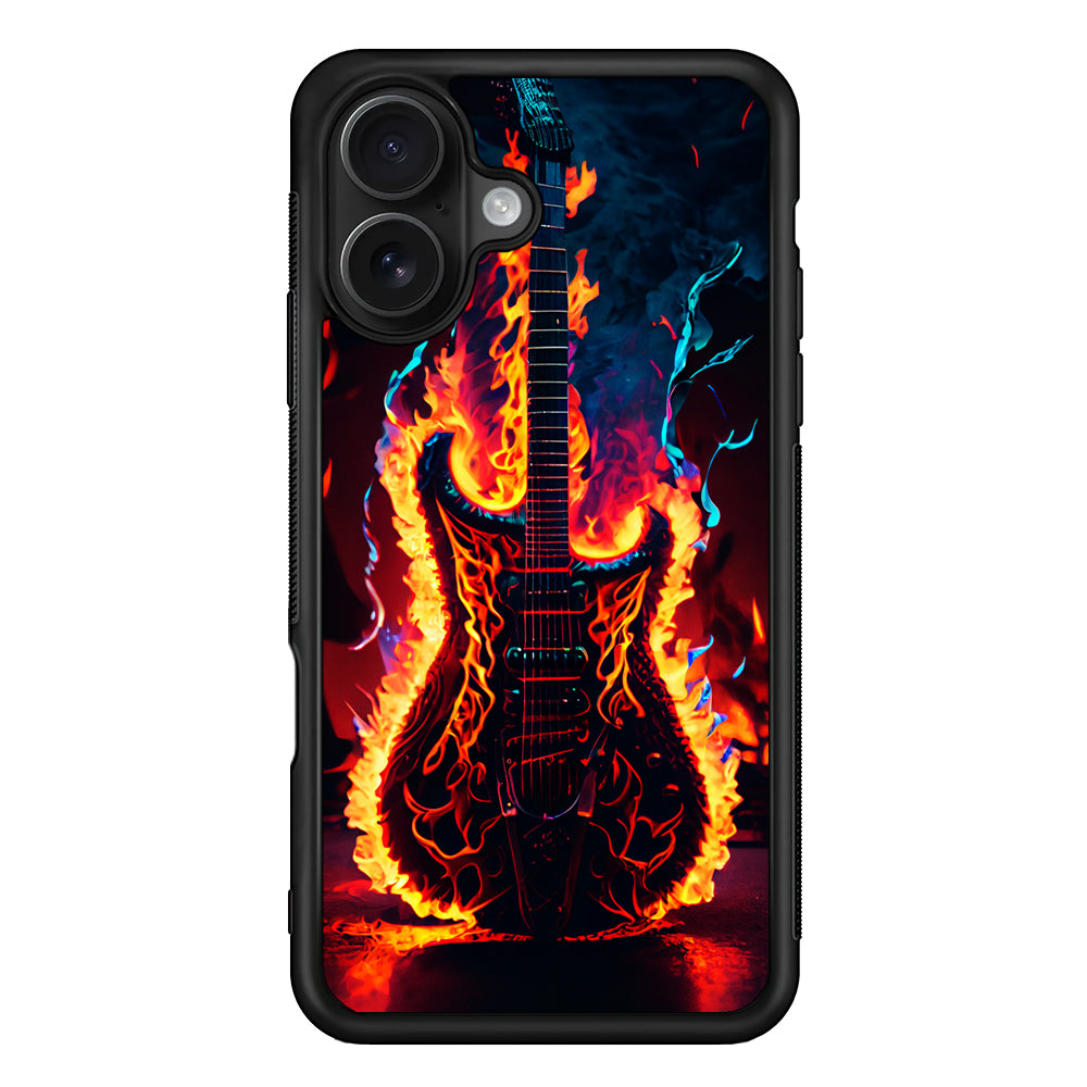 Flaming Guitar Art iPhone 16 Case - Oxvistore
