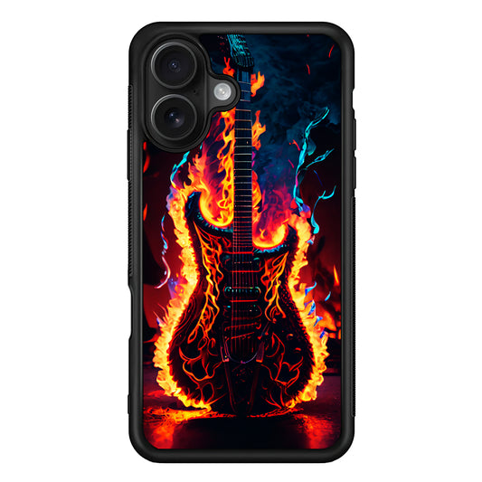 Flaming Guitar Art iPhone 16 Case - Oxvistore