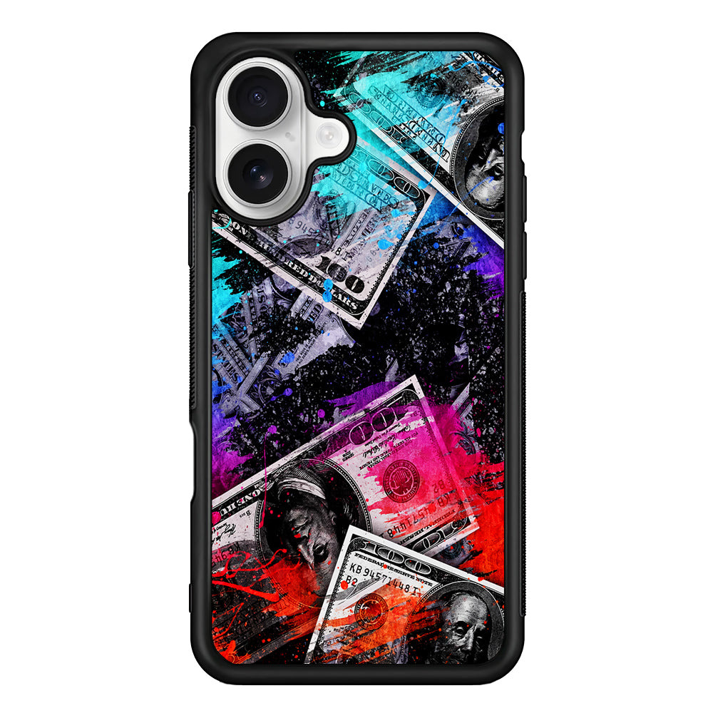 Money Bills Art Abstract iPhone 16 Plus Case | Durable Protective Rubber Cover