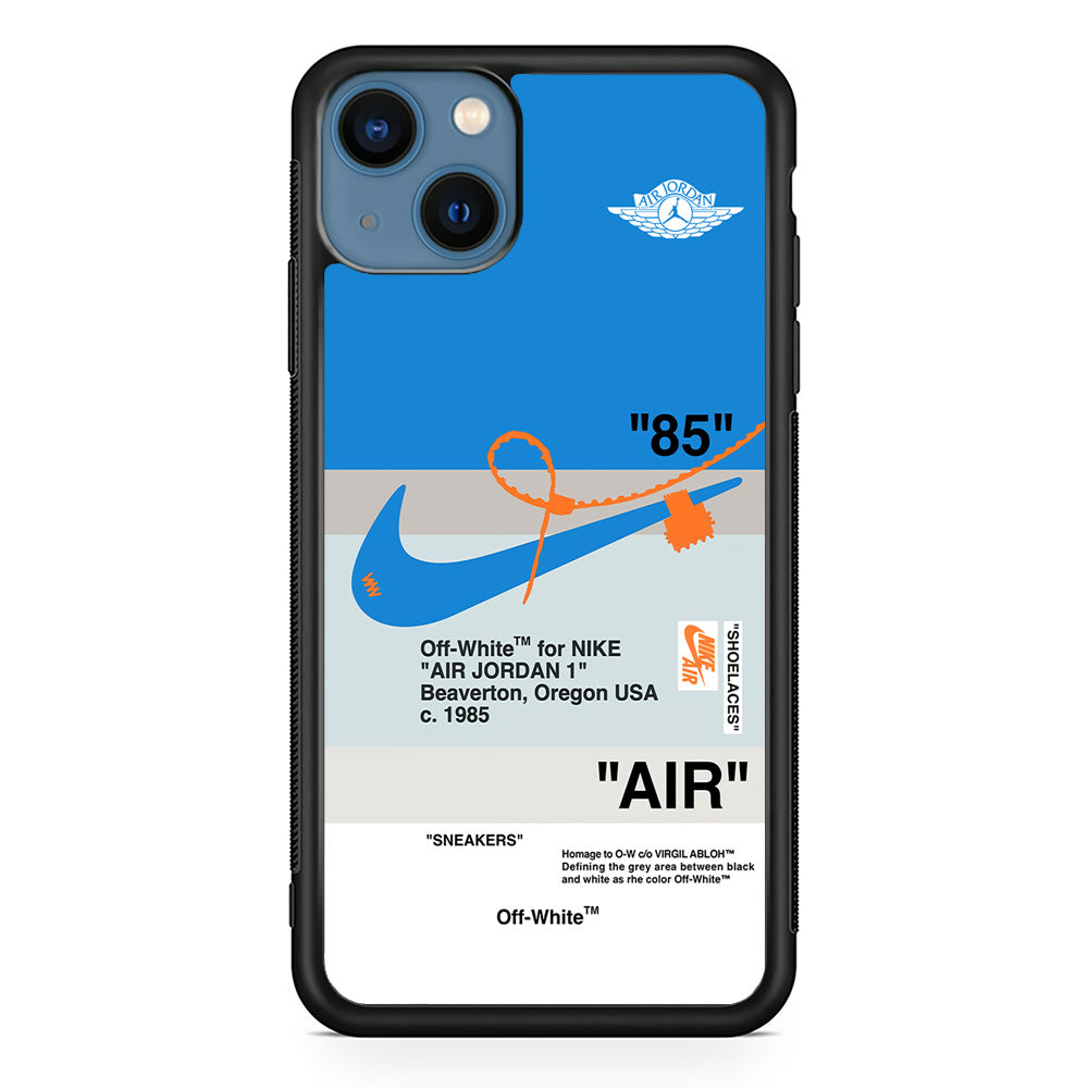 Off White x Nike Air Jordan Blue iPhone 15 Case | Slim Rubber Case for iPhone 15