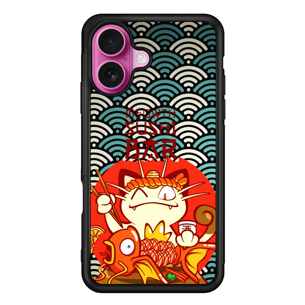 Pokemon Meowth Sushi Bar iPhone 17 Case | Slim Protective Rubber Phone Cover