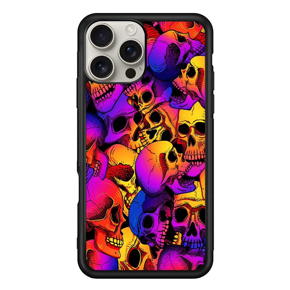 Skulls Pattern Gradient iPhone 16 Pro Max Case | Stylish Protective Case for iPhone 16 Pro Max