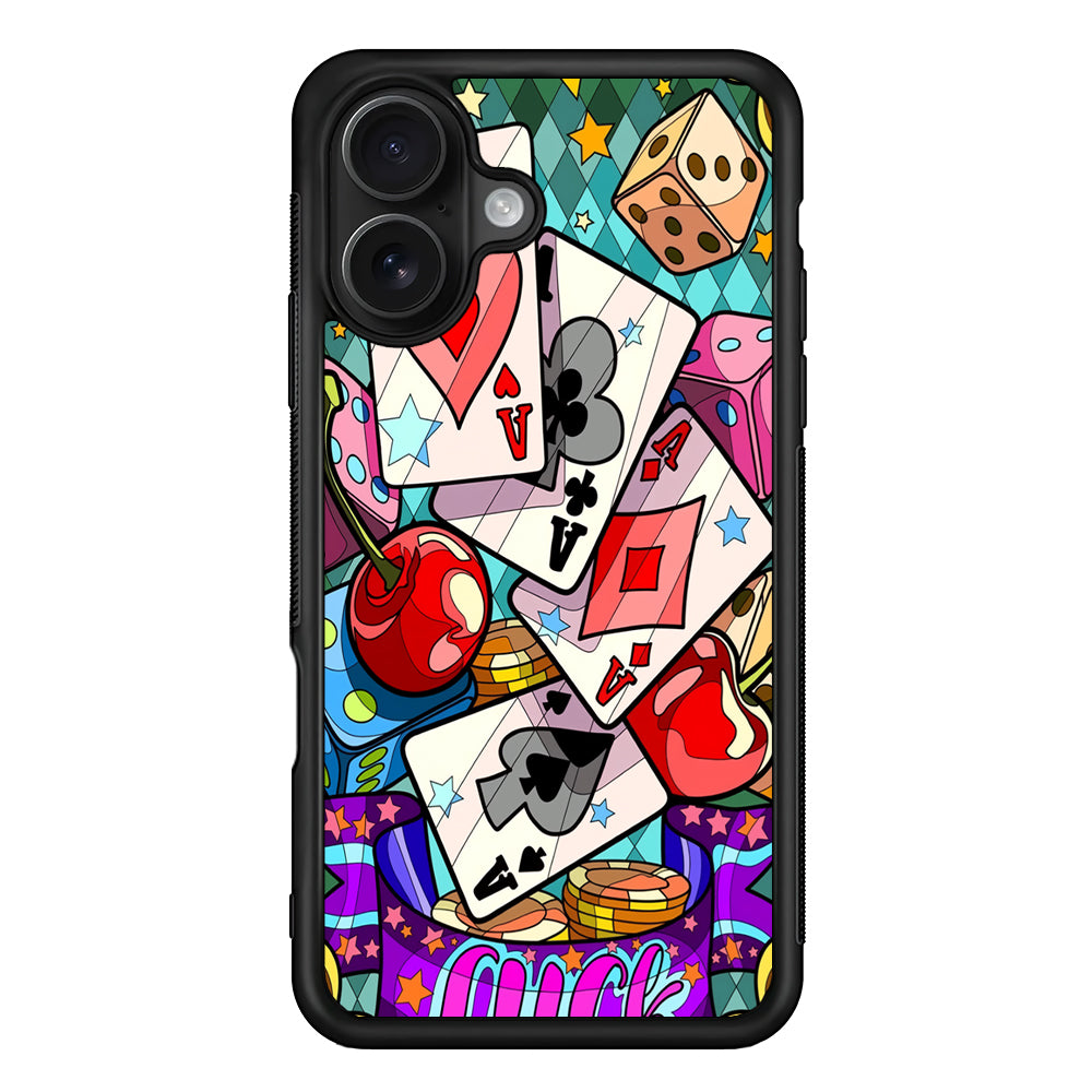 Four Ace Cards Cartoon iPhone 16 Case - Oxvistore