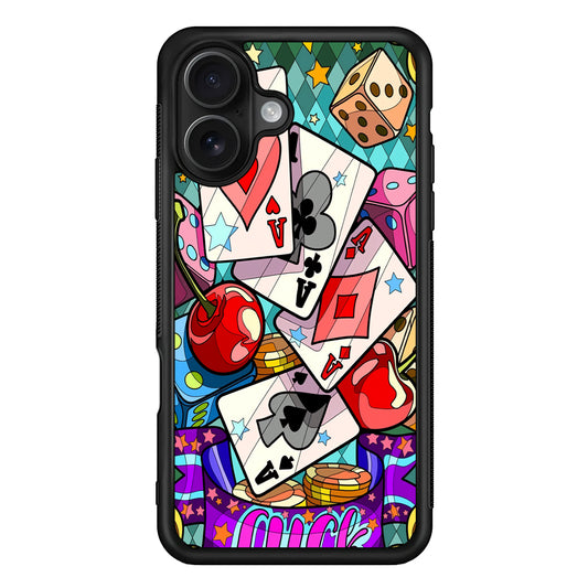 Four Ace Cards Cartoon iPhone 16 Case - Oxvistore