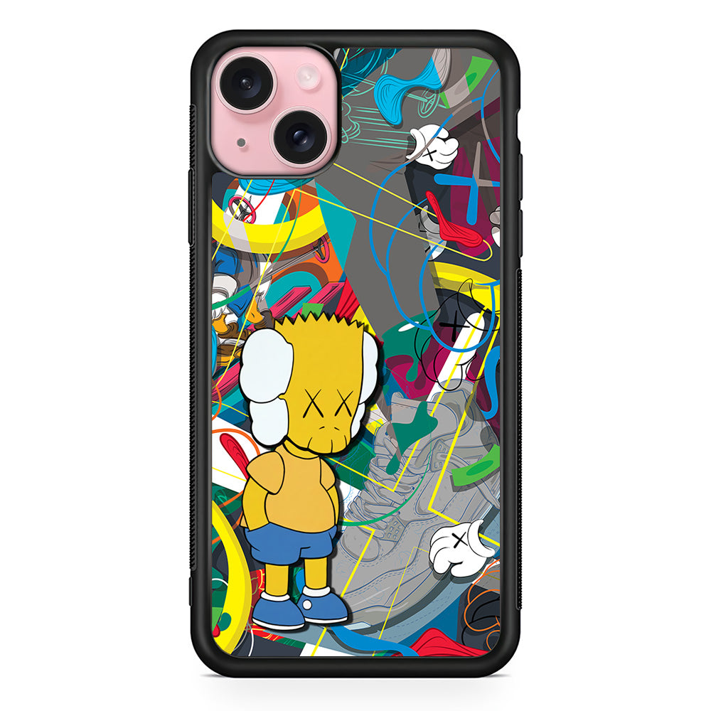 Kaws Doodle Bart Cover iPhone 15 Case | Slim Rubber Case for iPhone 15