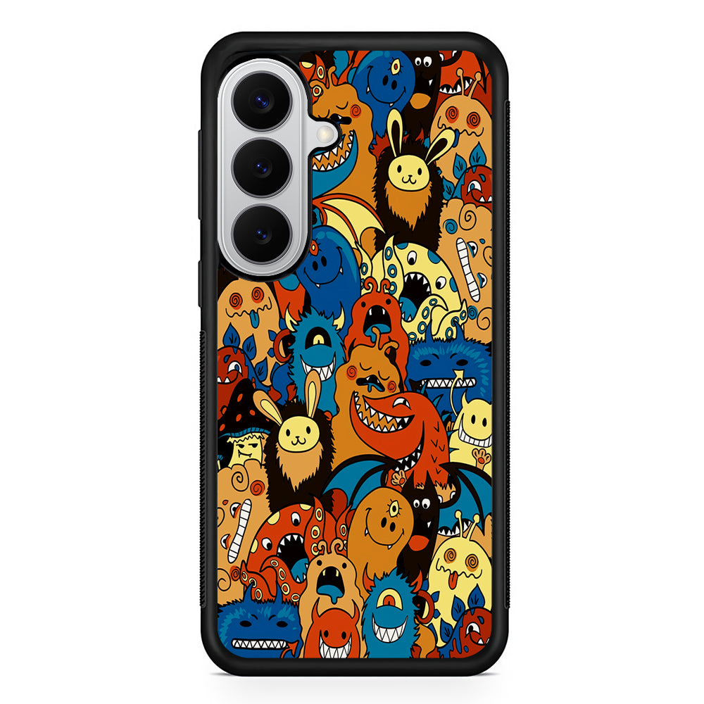 Cute Monsters Doodle Cartoon Samsung Galaxy S26 Case | Protective Rubber Cover