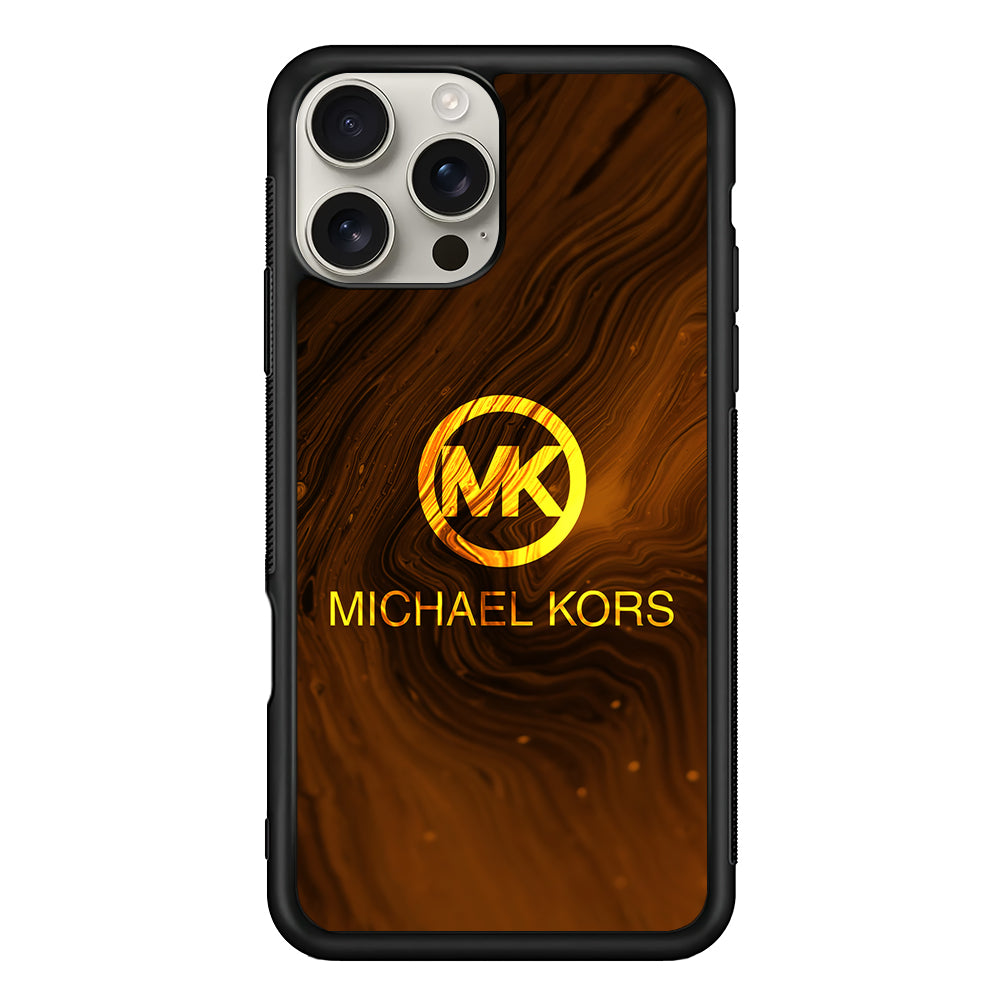 Michael Kors Brown Abstract iPhone 16 Pro Max Case | Slim Rubber Case for iPhone 16 Pro Max