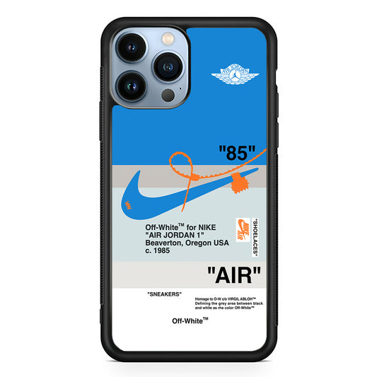Off White x Nike Air Jordan Blue iPhone 15 Pro Max Case | Slim Rubber Case for iPhone 15 Pro Max