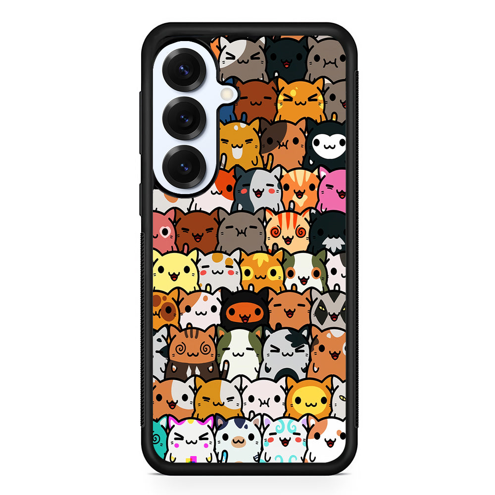 Kawaii Cute Cats Lovers Pattern Samsung Galaxy S25 Plus Case | Slim Rubber Cover for Samsung Galaxy S25 Plus