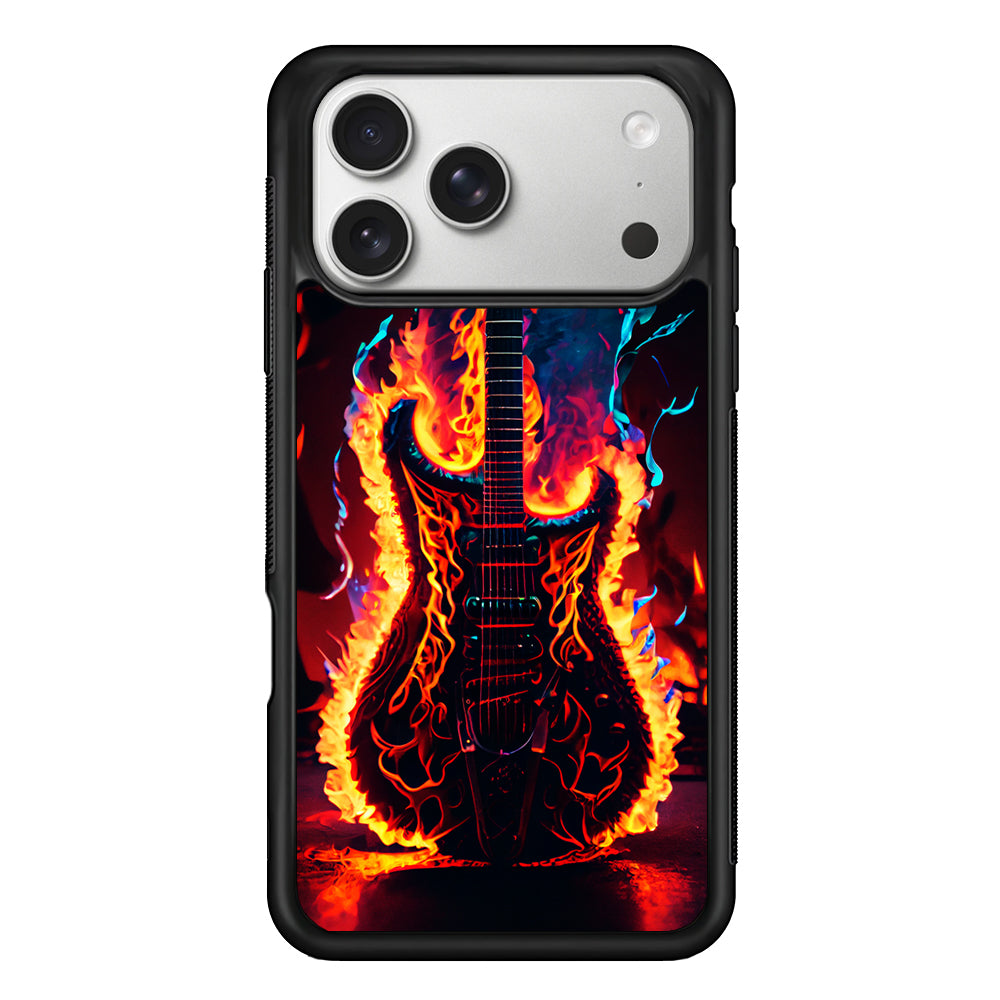 Flaming Guitar Art iPhone 17 Pro Case | Slim Rubber Case for iPhone 17 Pro