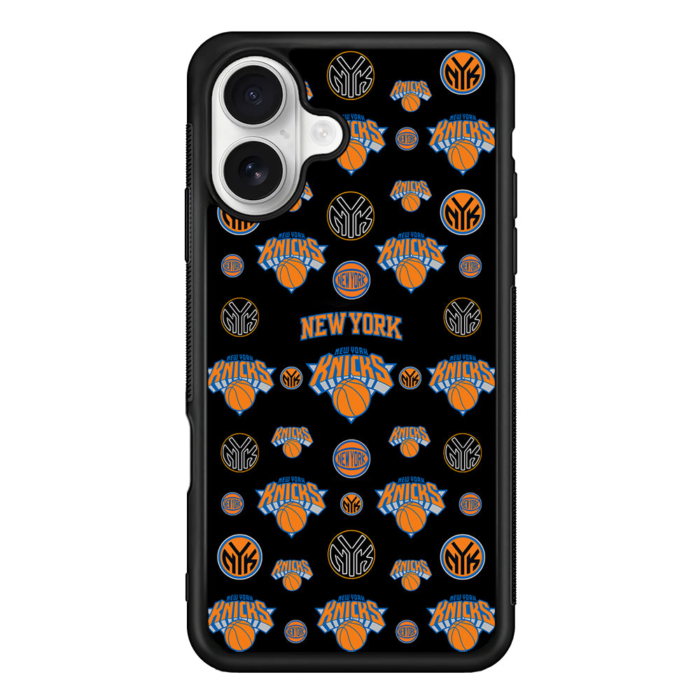 New York Knicks Pattern iPhone 16 Plus Case | Durable Protective Rubber Cover