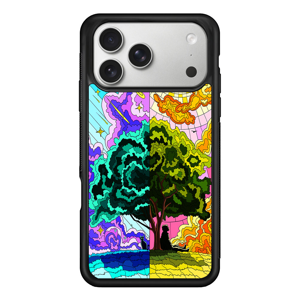 Cat and Men Under The Tree iPhone 17 Pro Case | Slim Rubber Case for iPhone 17 Pro