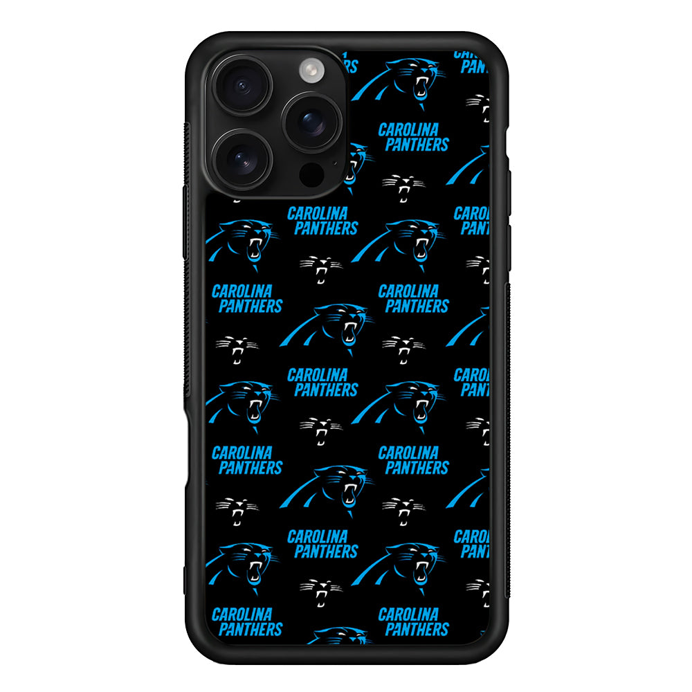 Carolina Panthers Logo Pattern iPhone 16 Pro Case | Durable Protective Case for iPhone 16 Pro