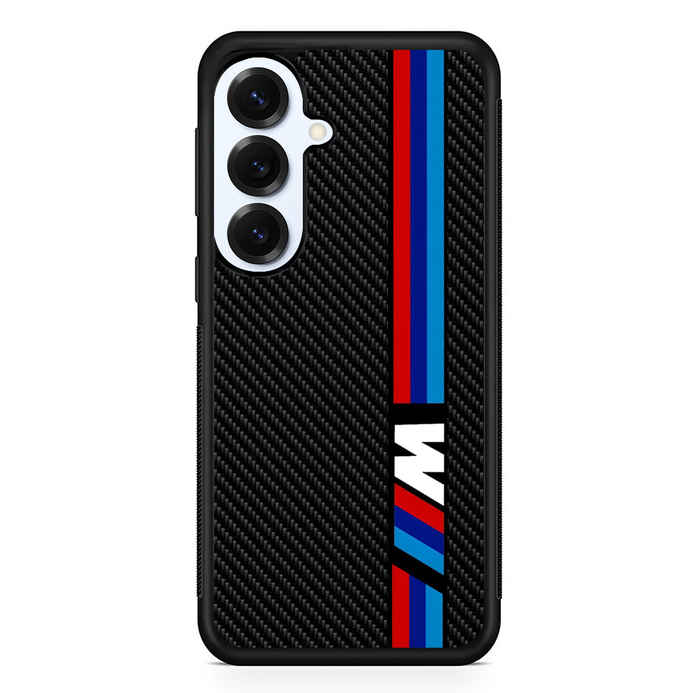 BMW M Carbon Tricolor Stripes Samsung Galaxy S25 Plus Case | Slim Rubber Case for Samsung Galaxy S25 Plus