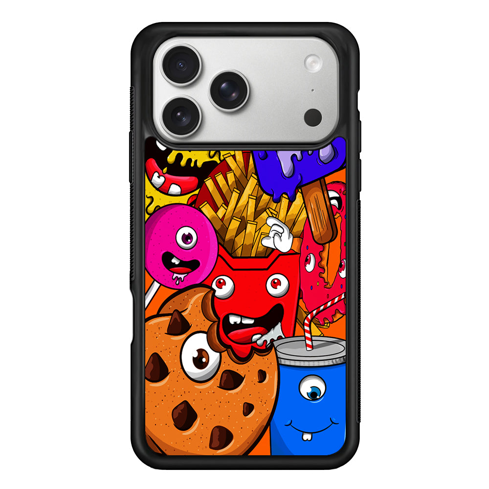 Unhealthy Food Monsters iPhone 17 Pro Case | Slim Rubber Case for iPhone 17 Pro