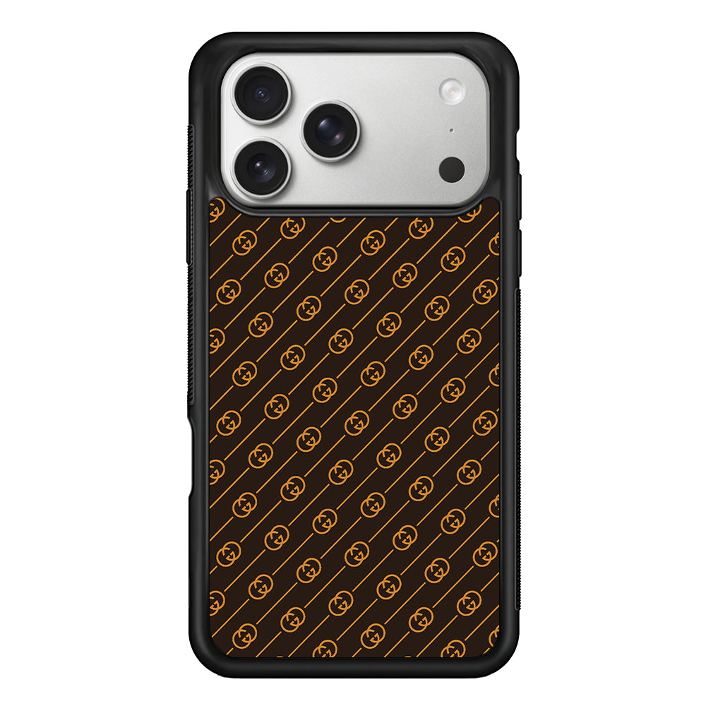 Gucci Brown Pattern iPhone 17 Pro Case | Slim Rubber Case for iPhone 17 Pro