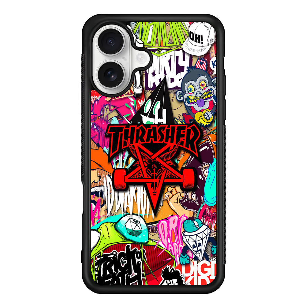 Thrasher Gang Assembly iPhone 16 Plus Case | Slim Rubber Case for iPhone 16 Plus