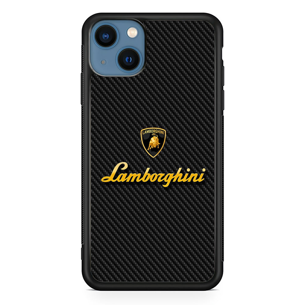 Lamborghini Black Carbon Logo iPhone 15 Case | Slim Rubber Case for iPhone 15