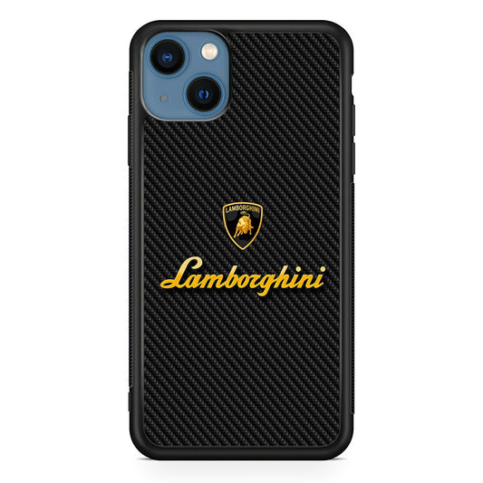 Lamborghini Black Carbon Logo iPhone 14 Case | Slim Rubber Case for iPhone 14