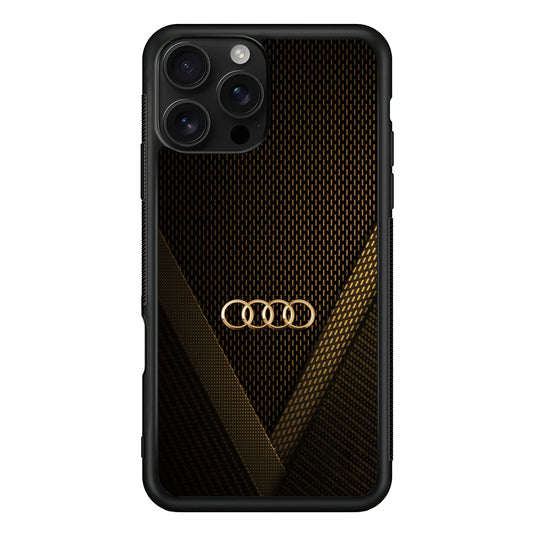 Audi Logo Gold Against a Dark iPhone 16 Pro Case | Slim Rubber Case for iPhone 16 Pro