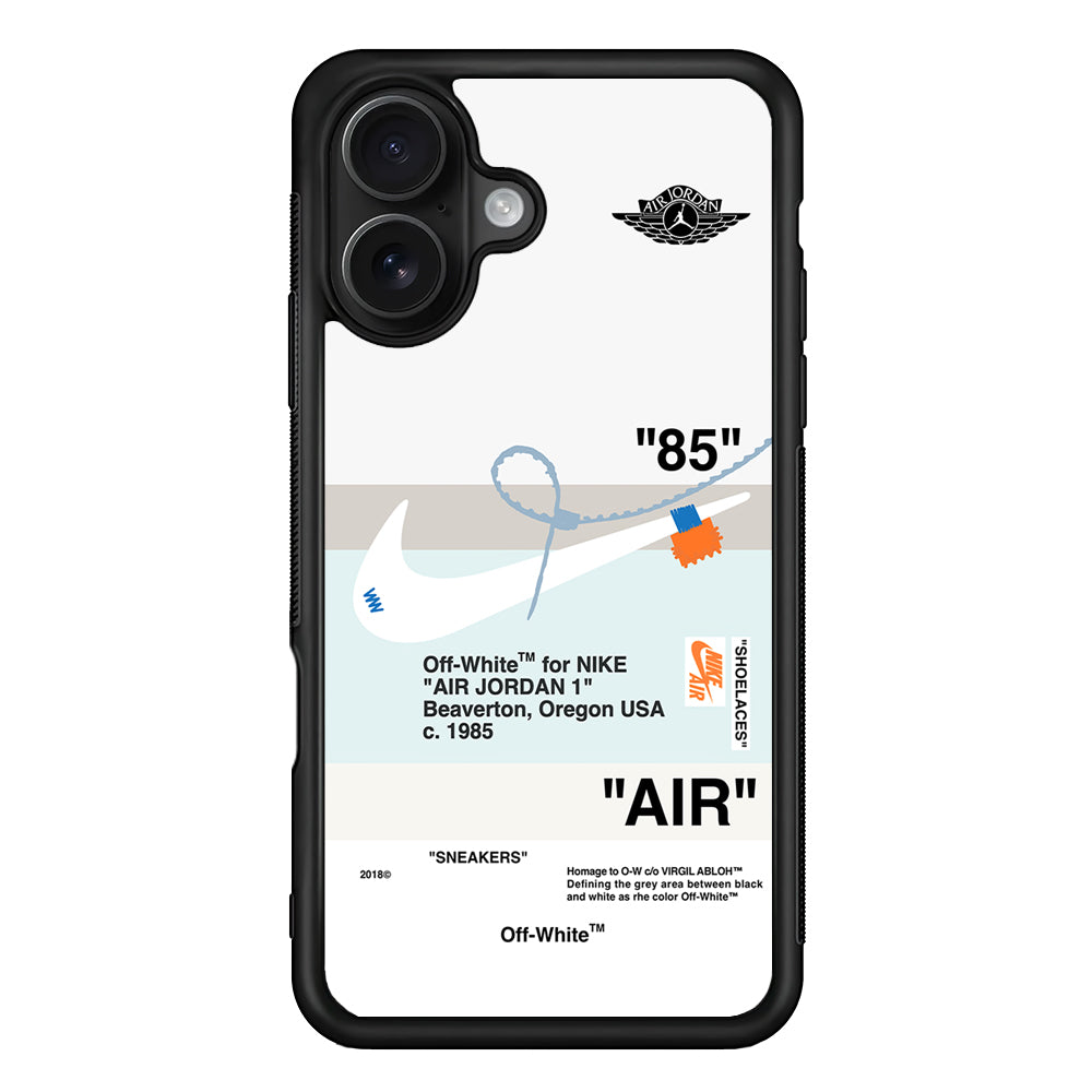 Off White x Nike Air Jordan Natural iPhone 16 Case | Slim Rubber Case for iPhone 16