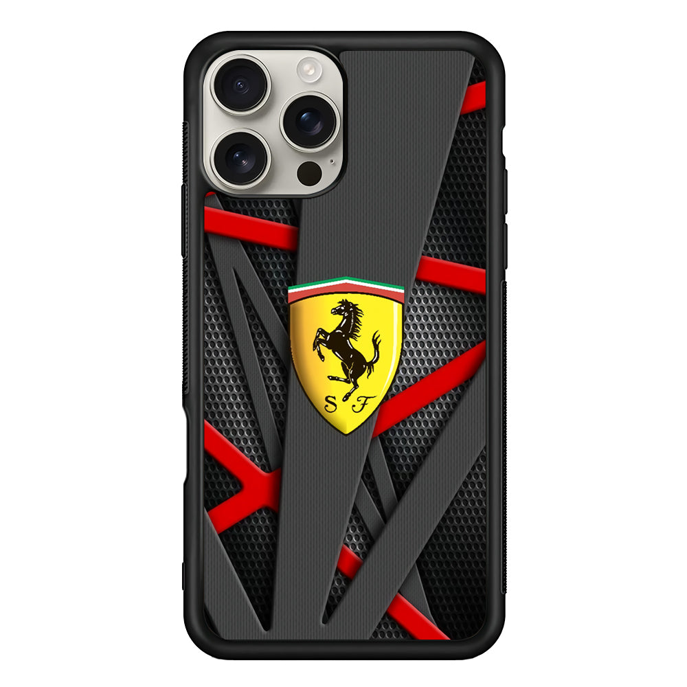 Ferrari Bold Red and Black iPhone 16 Pro Max Case | Durable Everyday Protective Cover