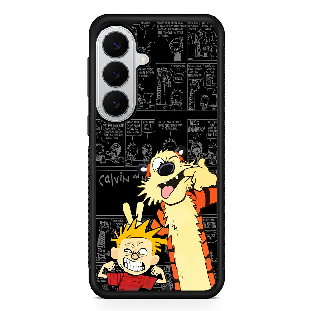 Calvin and Hobbes Comic Background Samsung Galaxy S26 Case | Protective Rubber Cover