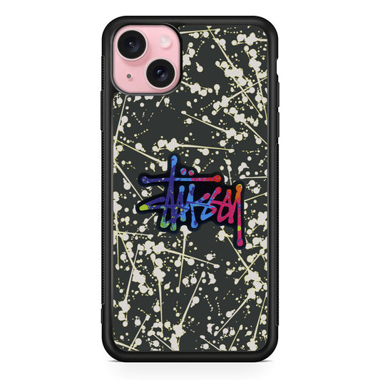 Stussy Splash Grey iPhone 15 Case | Slim Rubber Case for iPhone 15