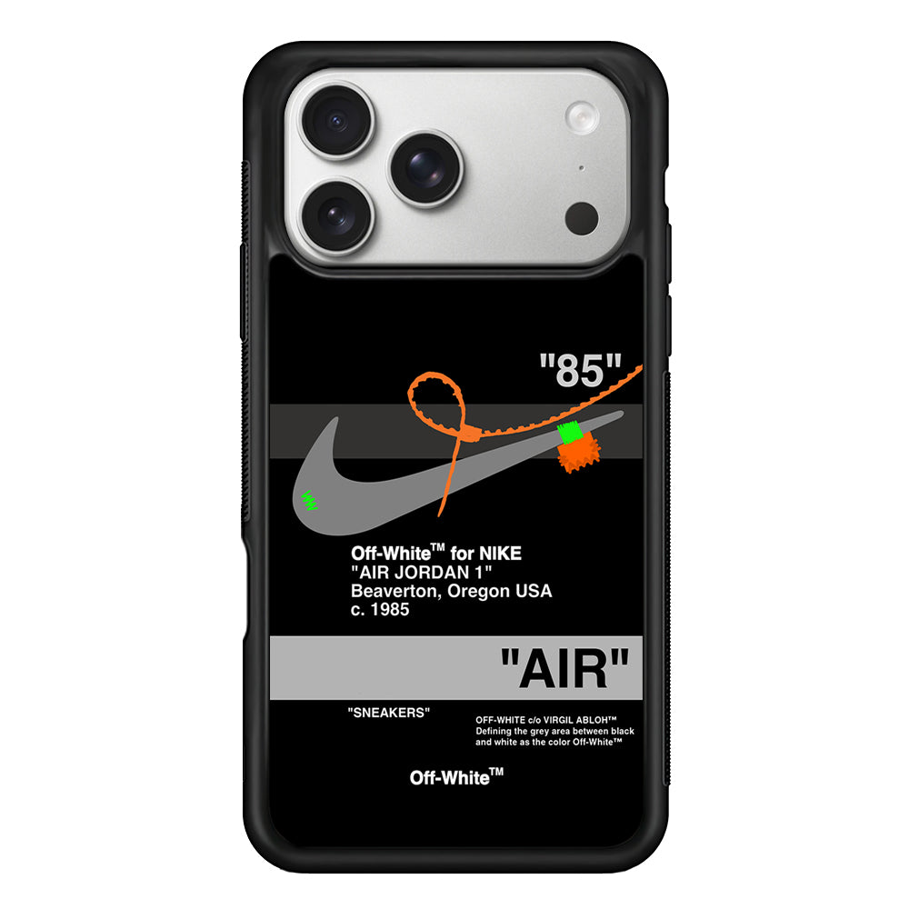 Off White x Nike Air Jordan Black iPhone 17 Pro Case | Slim Rubber Case for iPhone 17 Pro