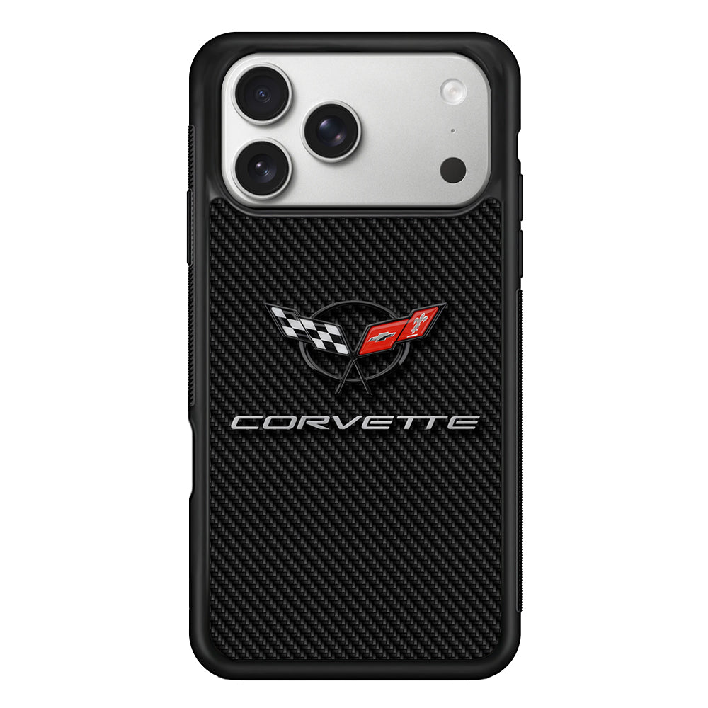Chevrolet Corvette Logo Carbon iPhone 17 Pro Case | Slim Rubber Case for iPhone 17 Pro