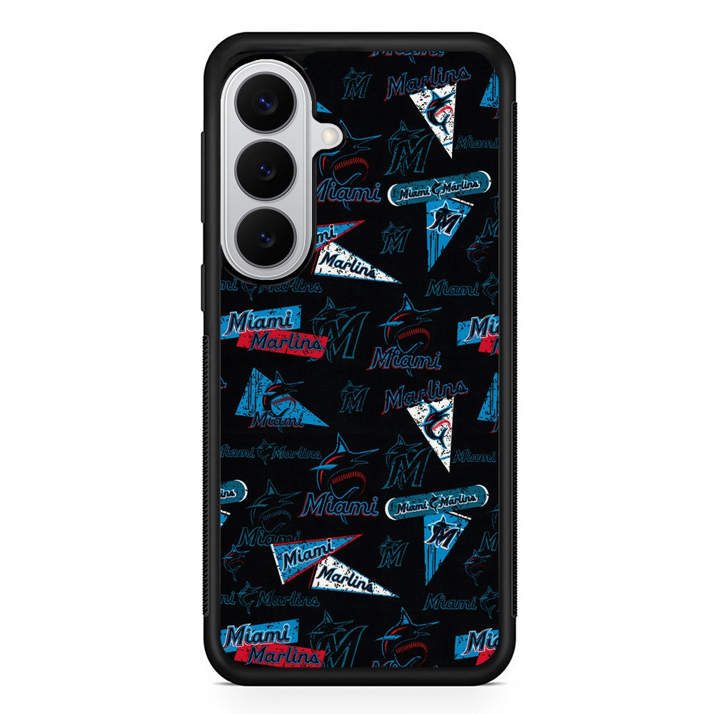 Miami Marlins Pattern Samsung Galaxy S26 Case | Protective Rubber Cover