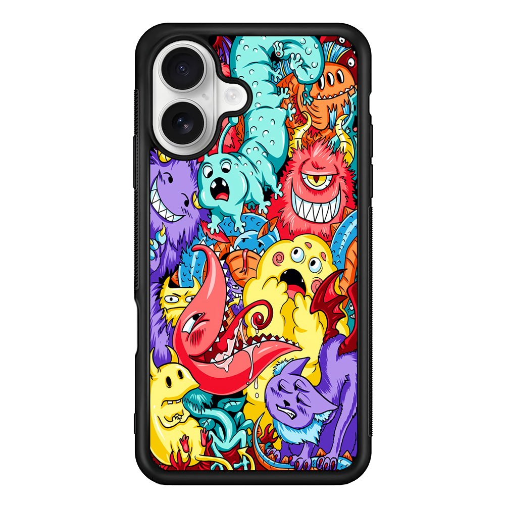 Monster Party Character iPhone 16 Plus Case | Durable Protective Rubber Cover