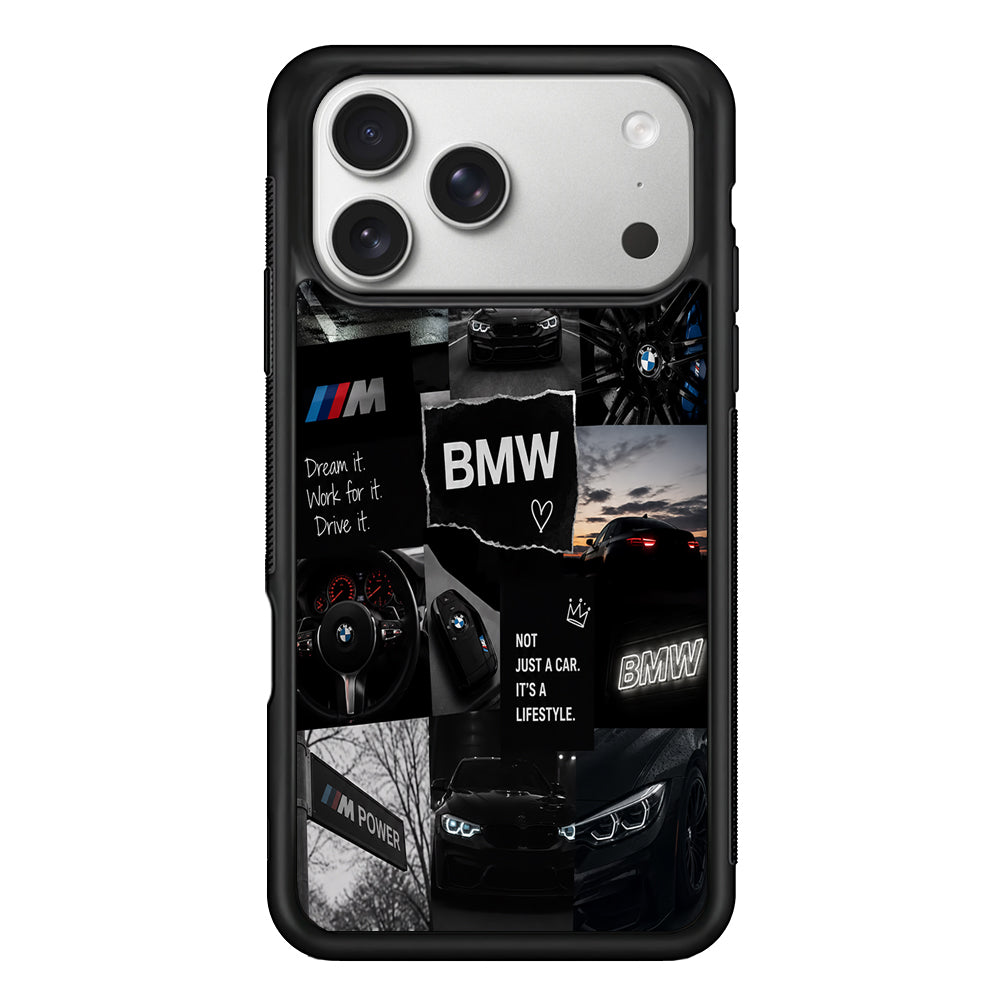 BMW M4 Cinematic Collage iPhone 17 Pro Case | Slim Rubber Case for iPhone 17 Pro