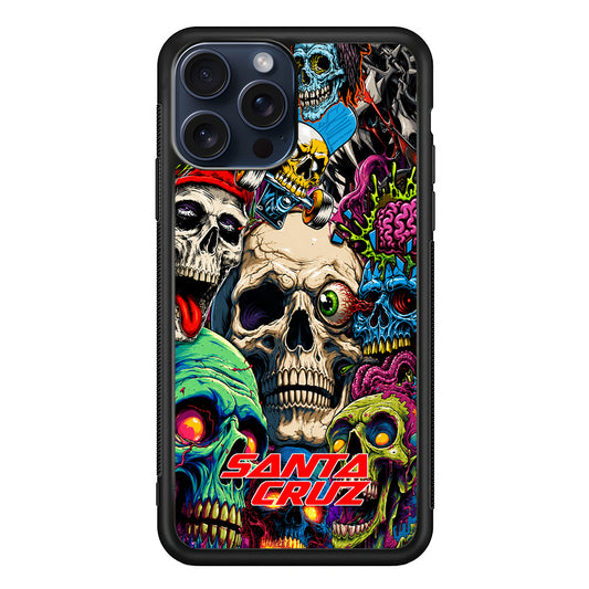 Santa Cruz Skateboard Skull iPhone 15 Pro Max Case | Slim Rubber Case for iPhone 15 Pro Max