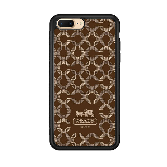 Coach Pattern Brown iPhone 8 Plus Case | Slim Rubber Case for iPhone 8 Plus