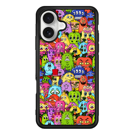 Monster Alien Cartoon Doodle iPhone 16 Plus Case | Durable Protective Rubber Cover