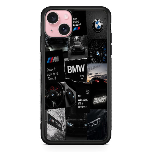 BMW M4 Cinematic Collage iPhone 15 Case | Slim Rubber Case for iPhone 15