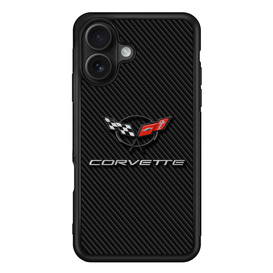 Chevrolet Corvette Logo Carbon iPhone 16 Case | Slim Rubber Case for iPhone 16
