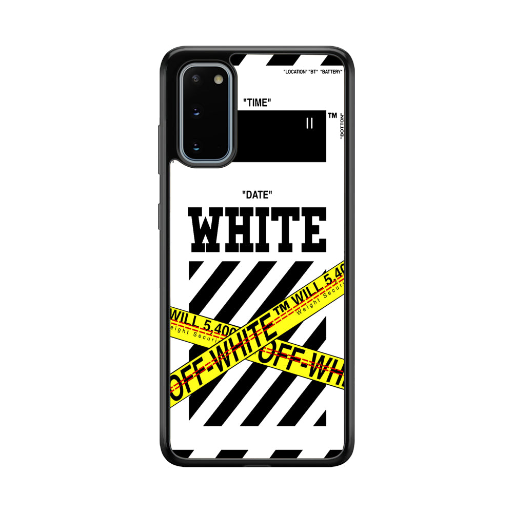 Off White Warning Line Samsung Galaxy S20 Case | Slim Rubber Case for Samsung Galaxy S20
