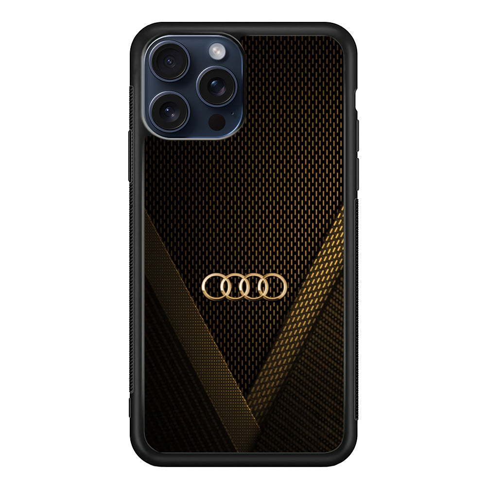 Audi Logo Gold Against a Dark iPhone 15 Pro Max Case | Slim Rubber Case for iPhone 15 Pro Max