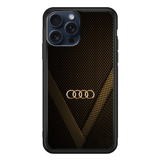 Audi Logo Gold Against a Dark iPhone 15 Pro Max Case | Slim Rubber Case for iPhone 15 Pro Max