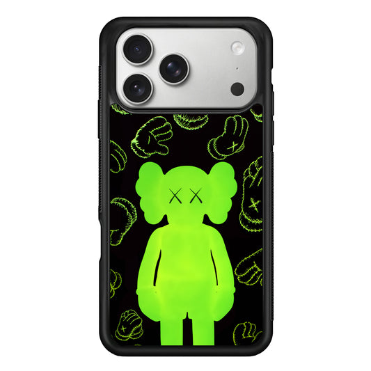 Kaws Doll Glowing Green iPhone 17 Pro Case | Slim Rubber Case for iPhone 17 Pro
