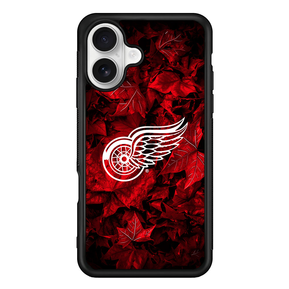 Detroit Red Wings Maple Leaves iPhone 16 Plus Case | Durable Protective Rubber Cover
