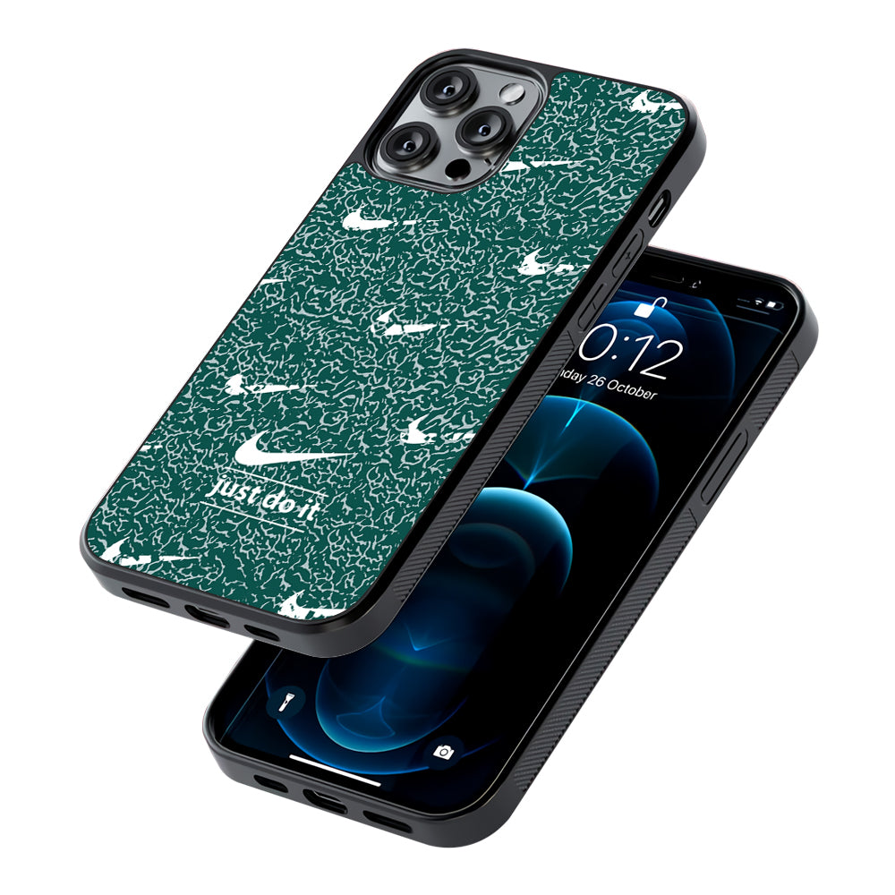 Nike White in Green Patern 2D Rubber Phone Case | Slim Protective Phone Case