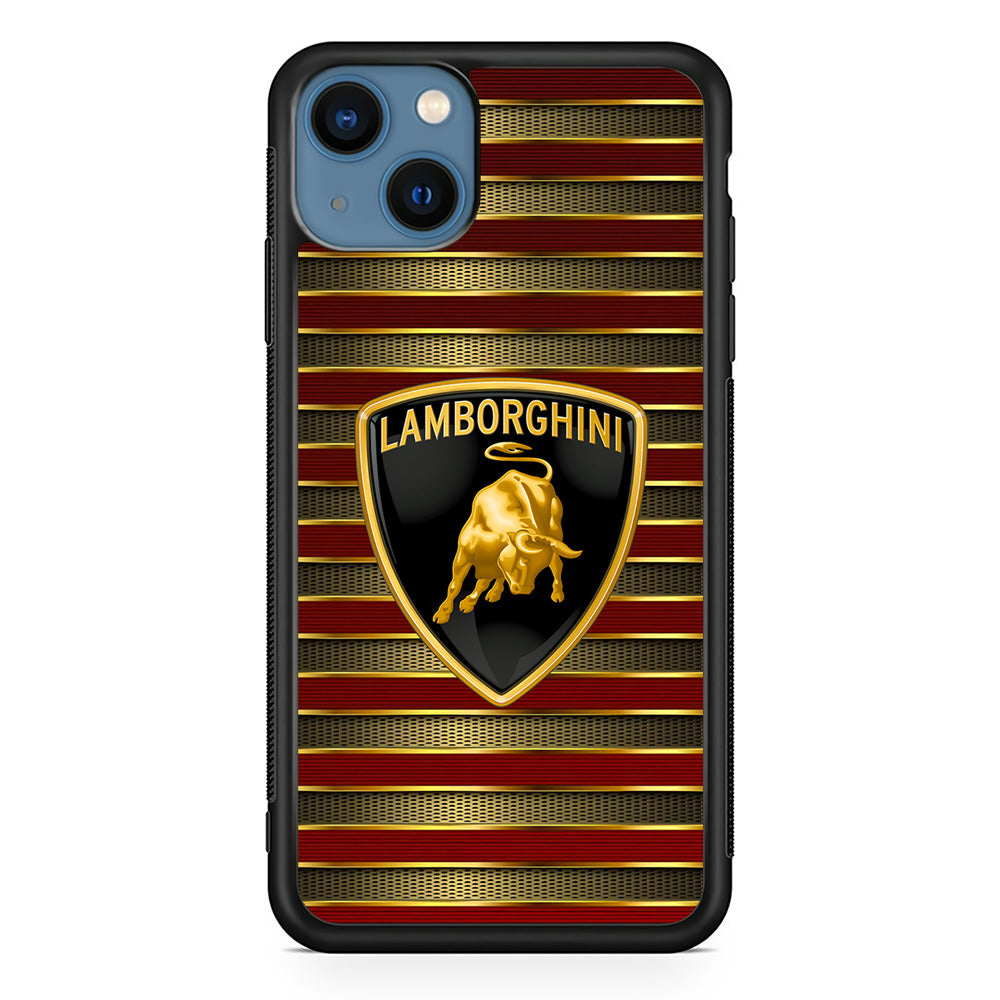 Lamborghini Red Gold Luxury iPhone 15 Case | Slim Rubber Case for iPhone 15