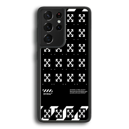 Off White Logo Black Pattern Samsung Galaxy S24 Ultra Case | Slim Rubber Case for Samsung Galaxy S24 Ultra